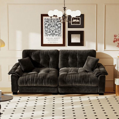 Modern 94" Chenille Pleated 3-seater Sofa