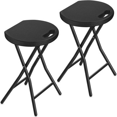 2 pièces Chaise pliante portative avec poignée Tabouret pliant robuste