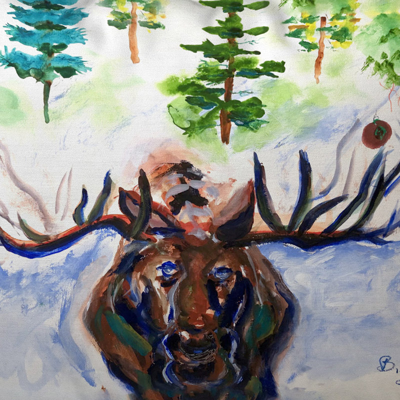 Coussin intérieur / extérieur Christmas Moose
