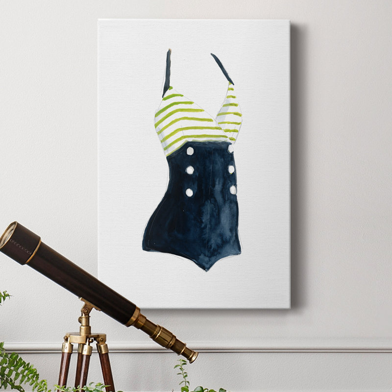 Rétro maillots de bain I - peinture sur toile tendue, H 12 po x l 8 po x P 1 po