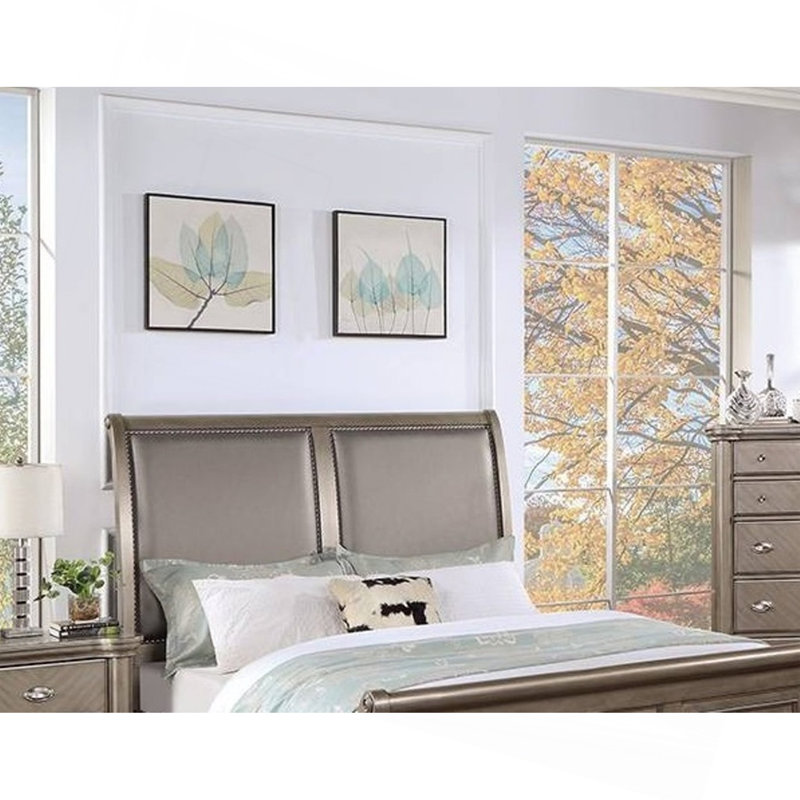 Mobilier de chambre à coucher à deux panneaux avec tête de lit à deux panneaux de style moderne moderne, King