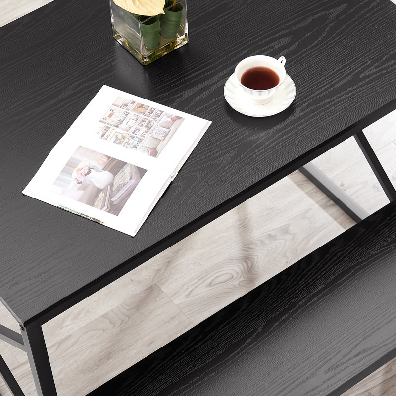 Ensemble de table de salle à manger Aithan 3 pièces 43,3 pouces avec bancs, ensemble de table de cuisine rustique pour petits espaces, ensemble de salle à manger de style campagne moderne avec banc pour cuisine et salle à manger