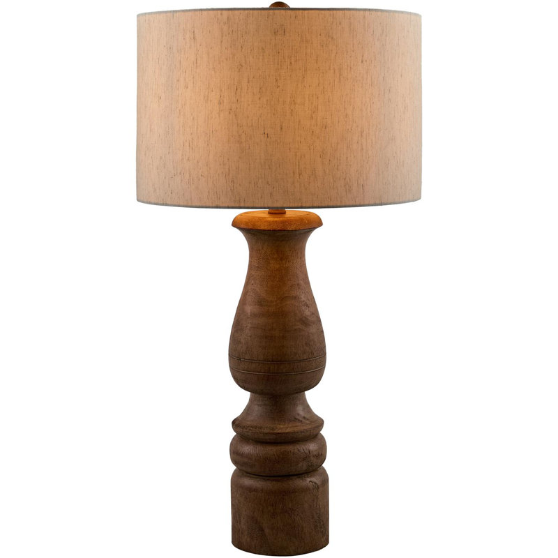 Aolanis Table Lamp, Dark Brown Base / Beige Linen Shade