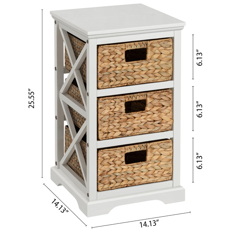 Backman Solid Wood 3 - Drawer End Table, White