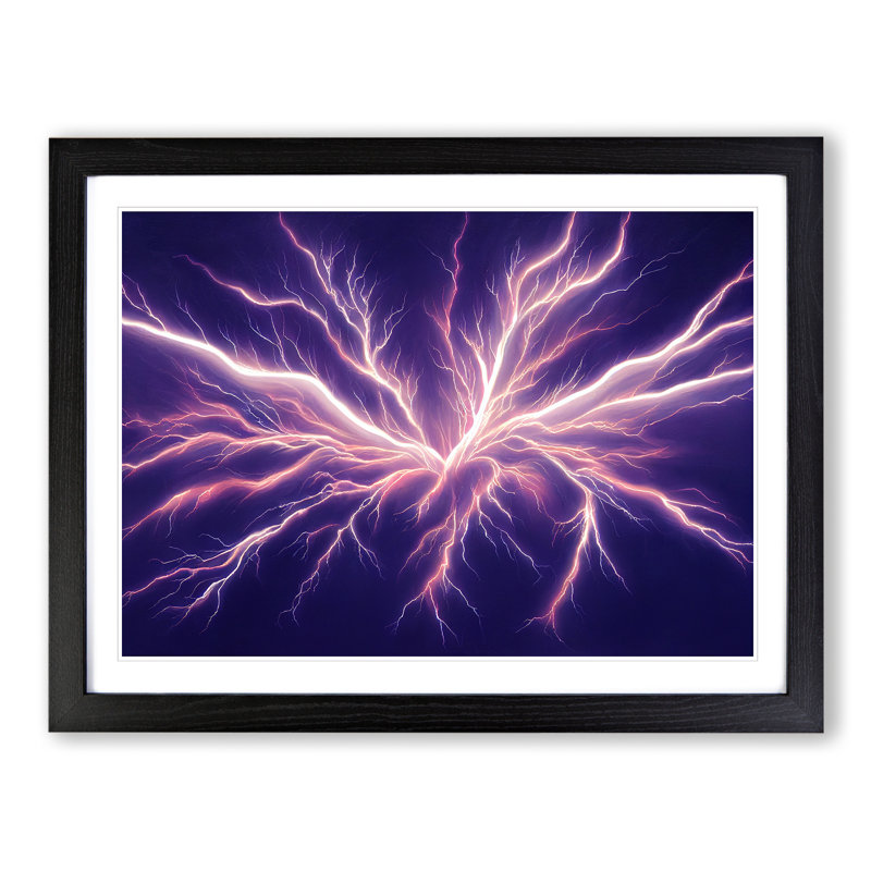 Tremendous Lightning Bolt - Single Picture Frame Print, Black, 46cm H x 64cm W x 2cm D