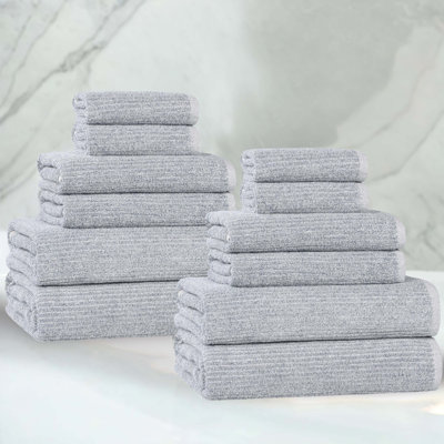 Ensemble de 12 serviettes côtelées en mélange de coton à séchage rapide