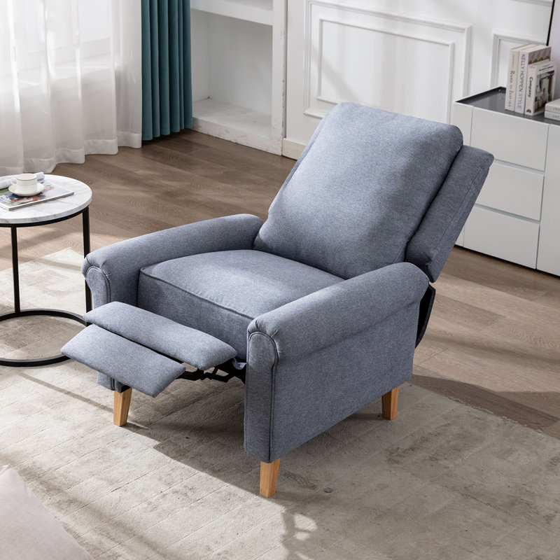 Fauteuil inclinable standard à dégagement zéro manuel de 35,4 po Kaytlyne, Mélange de lin bleu