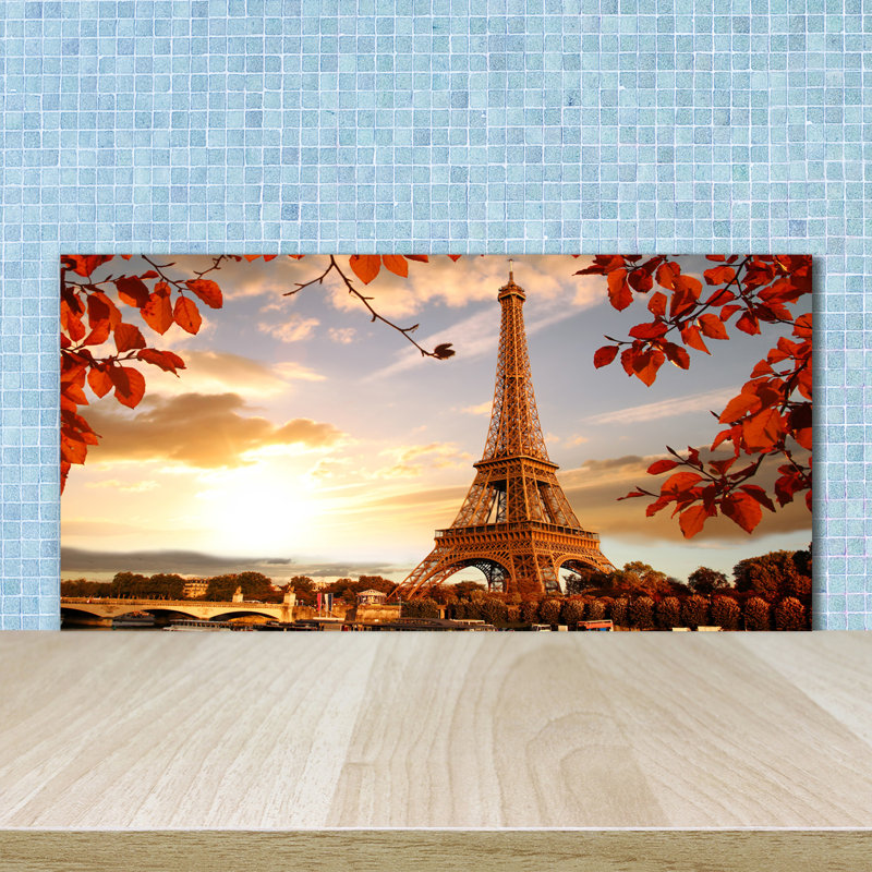 Indu Red - Eiffel Tower Paris 1 Piece Wall Art on Glass