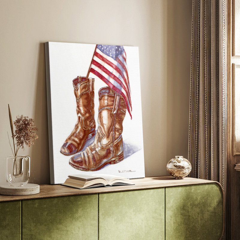Bottes de cowboy I -Galerie enveloppée Cavas, H 12 po x l 8 po
