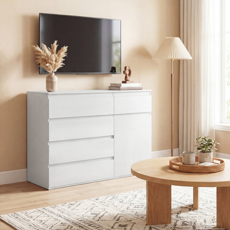  Chest Of Drawers, 5 Drawer Dresser with Soft-Close Cabinet, Black, White