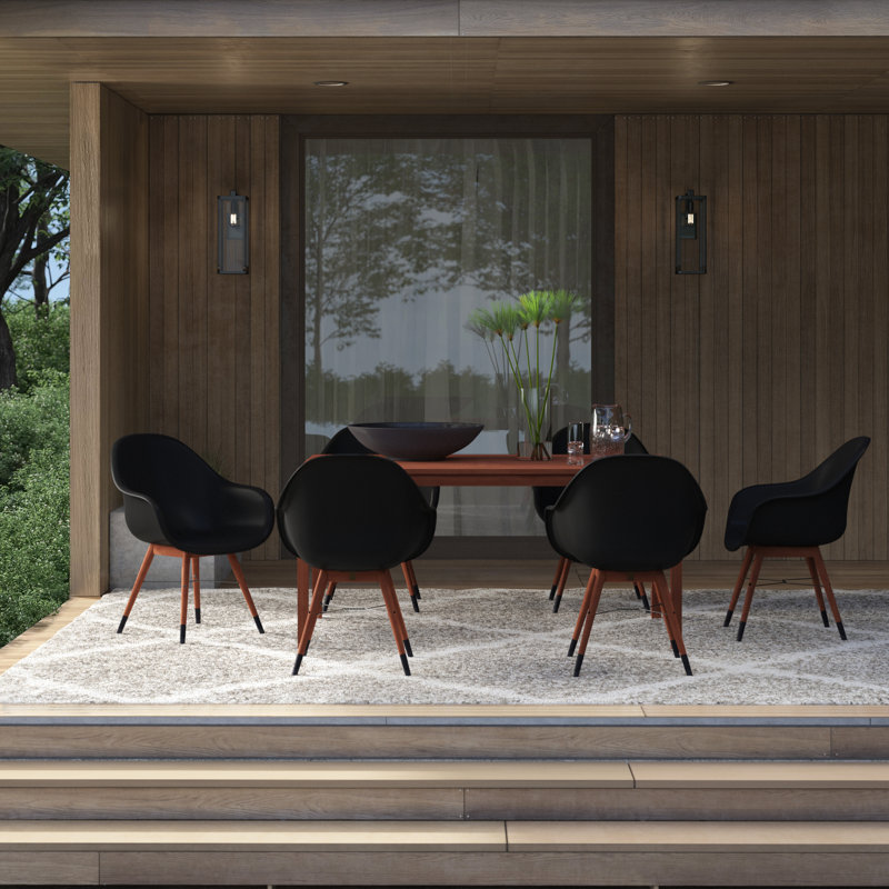 Anautica 6 - Person Wood Patio Dining Set with Rectangular Table