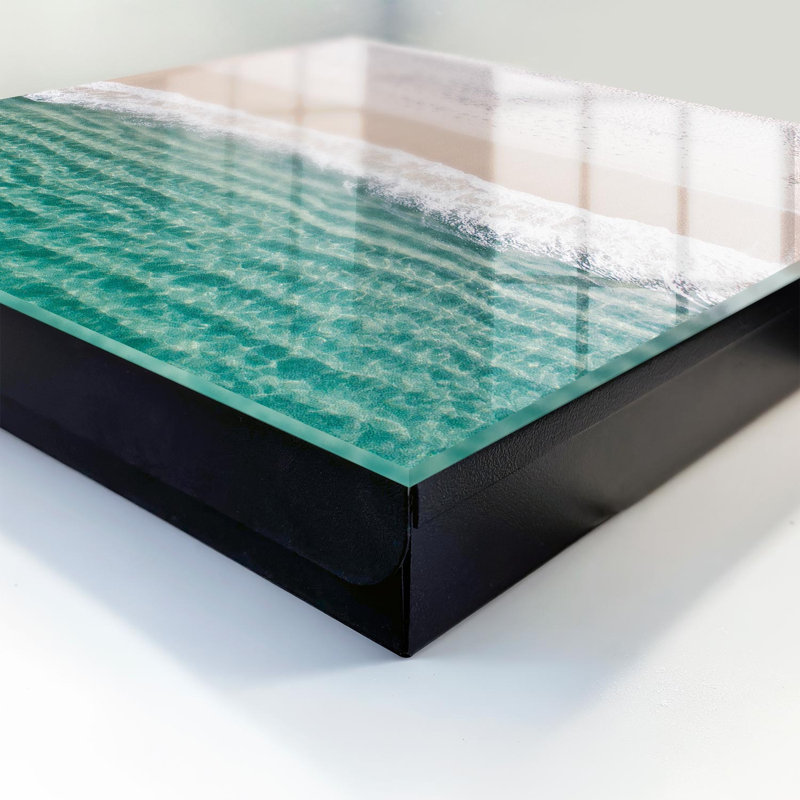 Key cabinet for home, Opens to the left, 30x30x5, Black, A quiet beach with sand and waves, 