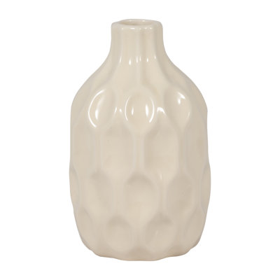 Vase alvéolaire en céramique alvéolaire de 8 po - Décoration de table contemporaine ivoire pour la maison ou le bureau - Décoration de centre de table de mariage - Idée cadeau facile