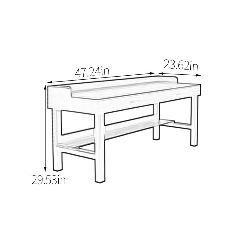 Bureau d'artisanat en bois de noyer massif, H 29,53 po x l 47,24 po x P 23,62 po