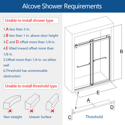 66"-72" W * 76" H Double Sliding Shower Door With 10 mm Tempered Glass