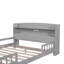 Lit plateforme double en bois avec éclairage à DEL intégré, tête de lit avec rangement et garde-corps-1931760171
