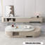 Table basse ovale en bois manufacturé en pierre frittée blanc crème