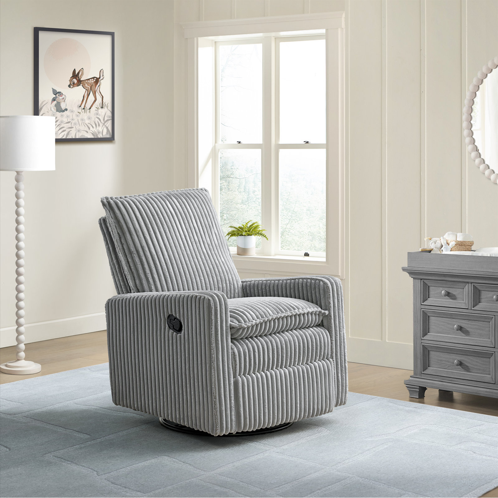 Uptown Swivel Glider, Ash Gray Corduroy