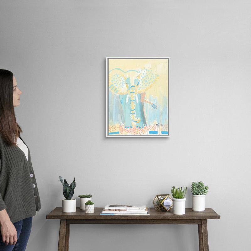 Un éléphant jamais foris par Kait Roberts-impression sur toile, H 22 po x l 18 po x P 1,75 po, Toile blanche encadrée