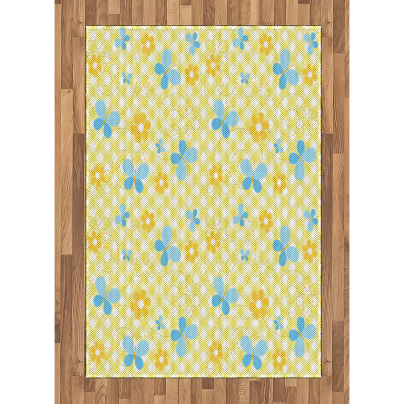Checkered High Density Long Fiber Poly Threads Decorative Area Rug Carpet, Rectangle 4' x 5'8"