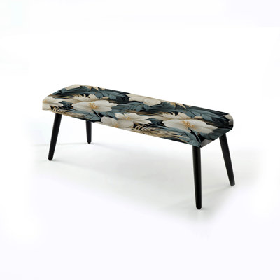 Motif tropical tropique monochrome II - Banc rembourré noir Tropical