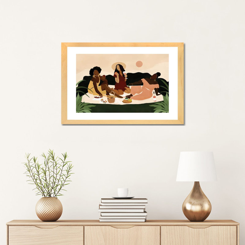 « SIS-nic » par Bria Nicole-impression d’art graphique, H 16 po x l 24 po x P 1 po, Toile avec cadre en bois beige, Blanc