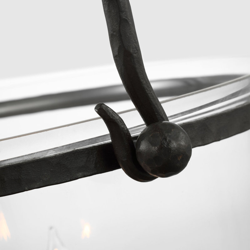 Chapman & Myers Lorford Smoke Bell Lantern, Aged Iron, 33.75" H x 20" W x 20" D, Clear Glass