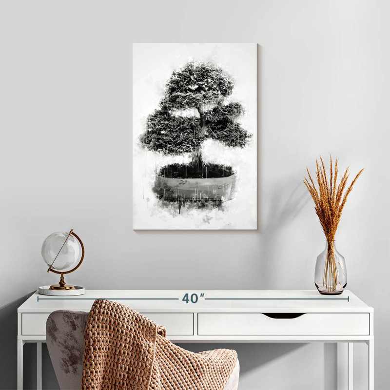 Harnek Bonsai Tree Black And White, 24" H x 16" W