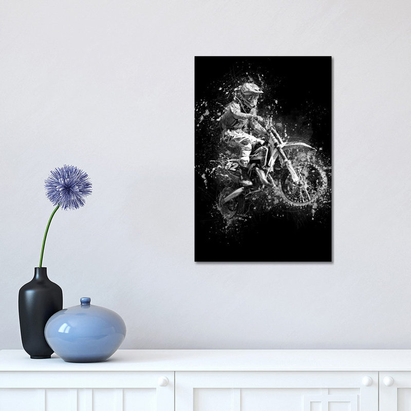 Impression sur toile tendue «Dirt Bike Jump» par Cornélin, H 18 po x l 12 po x 1,5 po