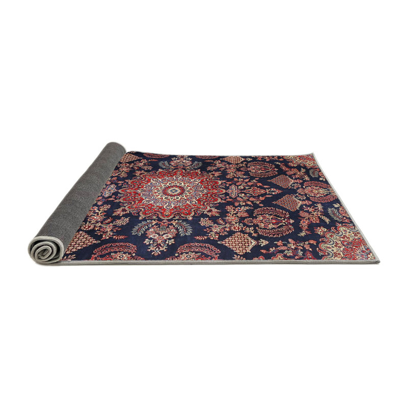 Tapis traditionnel bleu / rouge, Rond 5 pi