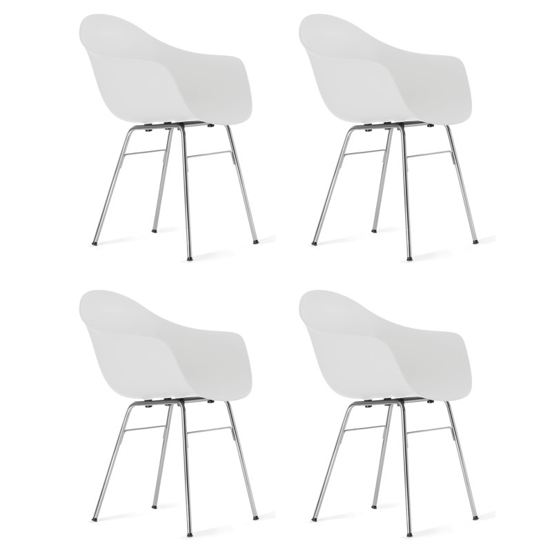 TA Armchair (Set of 4), White/Chrome