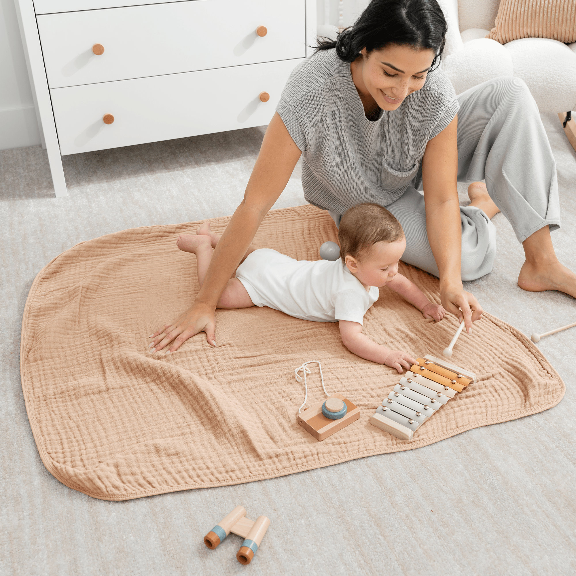 Karlina Muslin Blanket, Baby, Cream