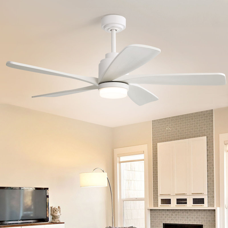 Ventilateur de plafond 52 po avec lumières DEL Damecia, Blanc