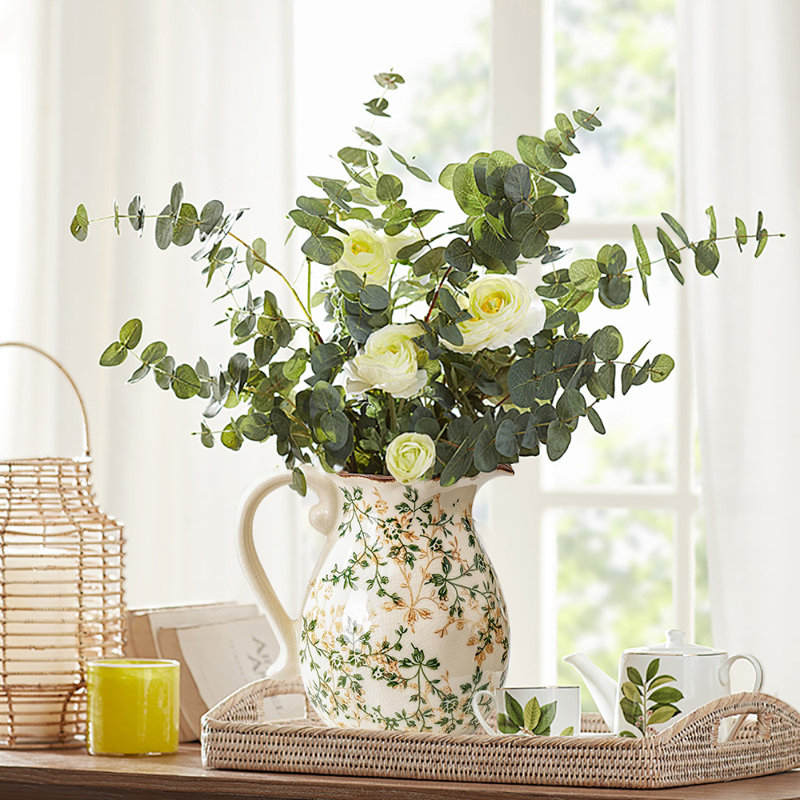 Ceramic Floral Vase, Vintage Vase For Home Decor