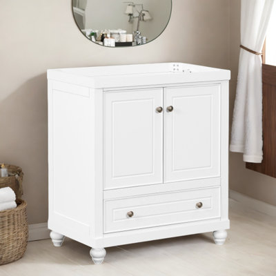 30" Single Bathroom Vanity Base Only in White