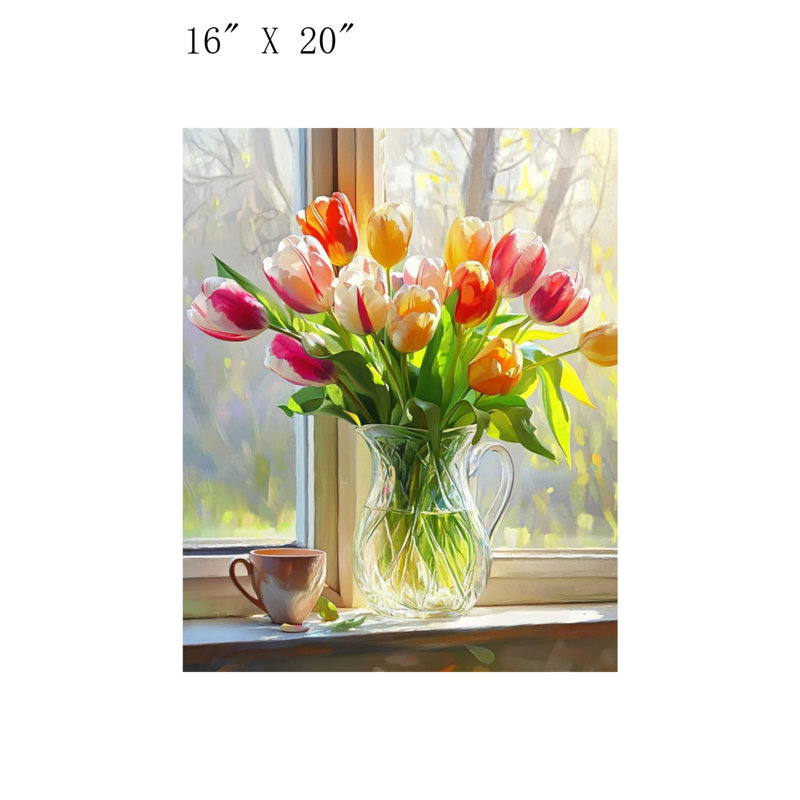 Art mural en toile sans cadre Sunlit Tulip Bouquet 16 po x 20 po