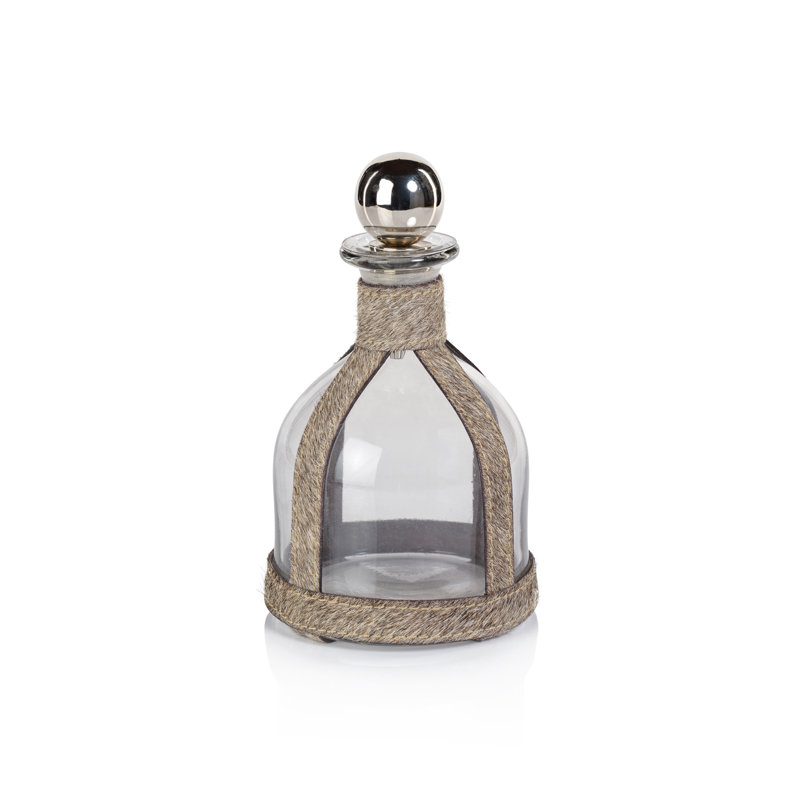 Shivraj Hair-On-Hide Leather Decanter with Stopper