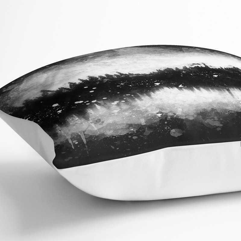 Forest Reflecting on a Lake Paint Splash Cushion with Filling, 40cm H x 40cm W x 15cm D, White