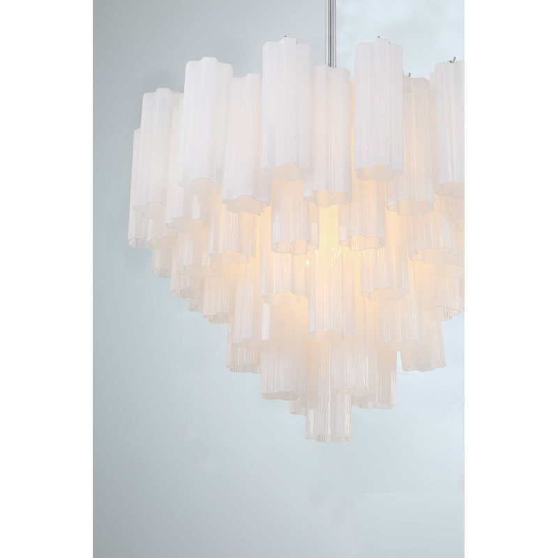 Dimmable Tiered Chandelier, 21.5" H x 26.75" W x 26.75" D, White, Polished Chrome