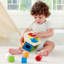 Hape: trieur de formes en bois - jouet de jeu arc-en-ciel, 6 blocs multifonctionnels, roue de couleur mobile, côté corde élastique, bébé-tout-petit-enfants de 1 an et plus