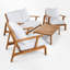 Ensemble de conversation en bois 4 pièces avec coussins - Causeuse d'extérieur, 2 fauteuils et table basse à lattes-1794271006-1794271000