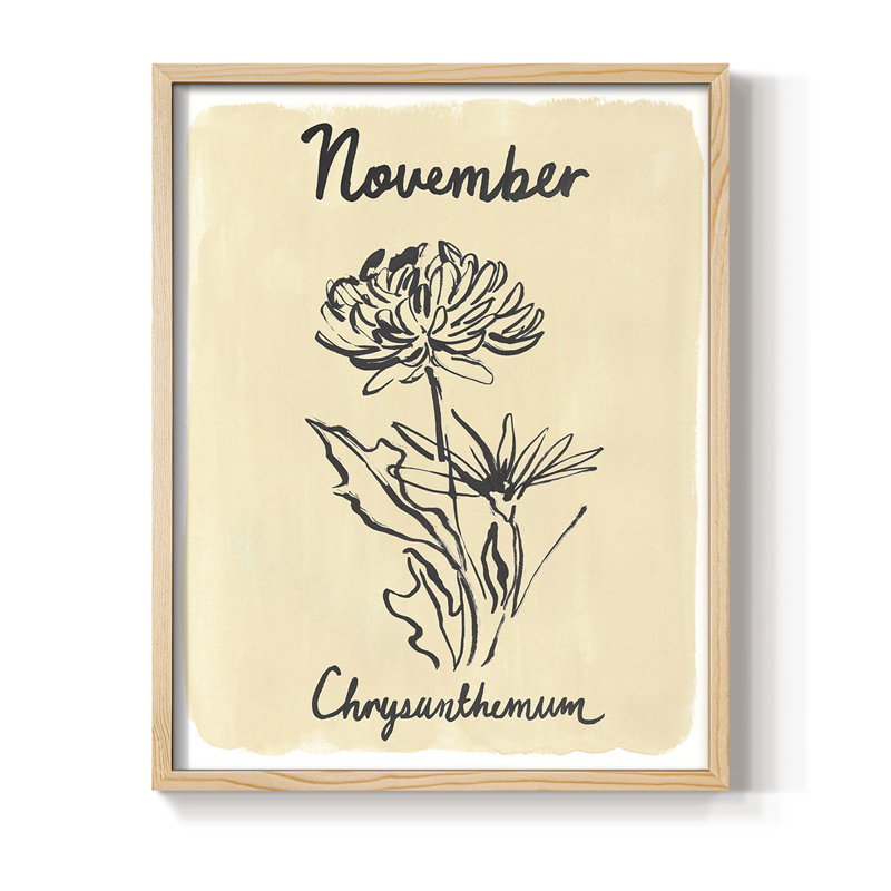 Birth Month XI Framed Print - Solid Wood, Natural, 11" H x 9" W