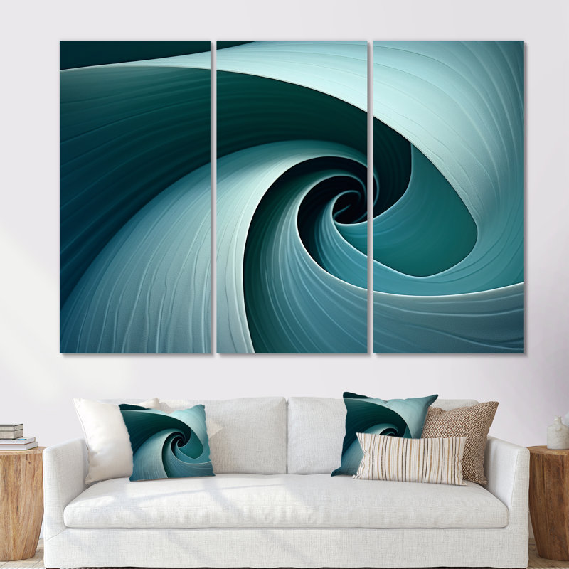 Turquoise coquille tourbillonnante, ensemble de reproductions d'art mural Nautilus, Toile tendue, H 32 po x l 48 po x P 1 po