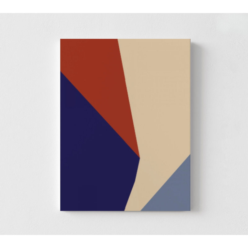 Geometry Illustration Entryway Wall Art, Minimalist Shapes Geometric Graphics Master Bedroom Decor, Navy Blue Poster Print