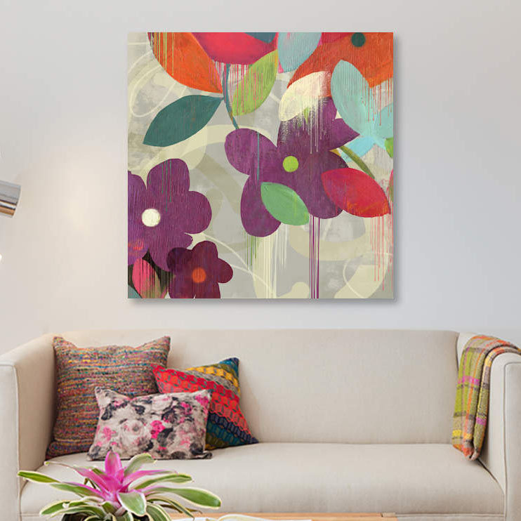 « graffiti fleur i », impression sur toile, H 12 po x l 12 po x P 0,75 po, Pas de tapis, Toile tendue