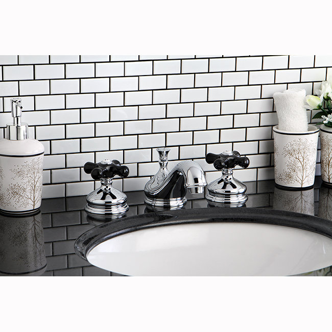 Kingston Brass Duchess Two-Handle 3-Hole Deck Mount Widespread Bathroom Faucet with Brass Pop-Up Drain