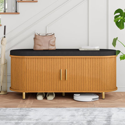 Banc de rangement de chaussures Mid-Century moderne avec coussin lavable