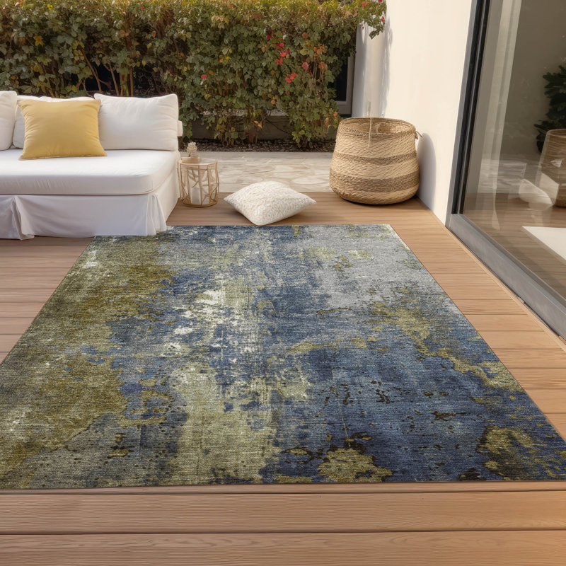 Tapis kaki Xhevrie intérieur / extérieur lavable à la machine, Rectangle 9 pi x 12 pi