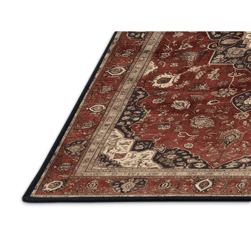 Tapis persan noir lavable à la machine, Rectangulaire 3 pi x 5 pi