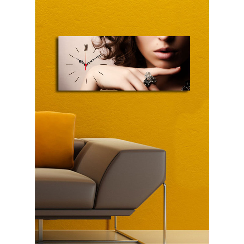 Horloge murale élégante en toile 11,8 po x 27,6 po | 100% toile de suède, cadre 100% bois (épaisseur: 1,2 po) | Décoration intérieure élégante, parfaite pour le salon, la chambre à coucher et les espaces de bureau